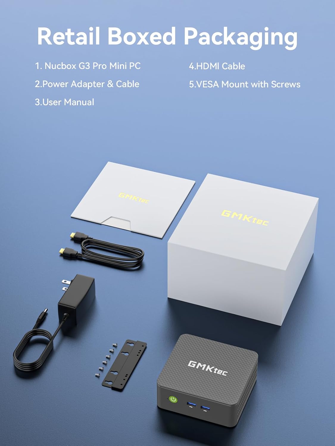 GMKtec G3S N95 Mini PC Intel 3.4GHz, 3 Jahre Produktschutz, 8GB DDR4 + RAM 256GB SSD, Mini Computer 4K Dual HDMI/WiFi/BT/RJ45 Ethernet, Micro PC für Business/Heimkino/Schule Win 11