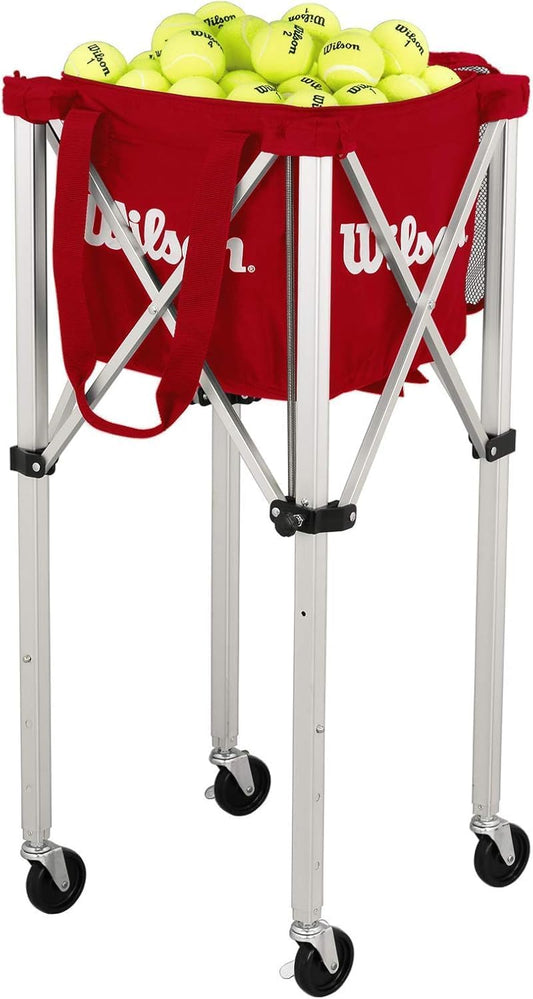 Wilson WRZ541000 Ballwagen, tennis Teaching Cart, voor maximaal 150 ballen, rood