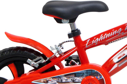 albri 12 inch fiets cars met zijstabilisatoren, drinkfles en individueel frontschild. Made in Italy voor kinderen, rood