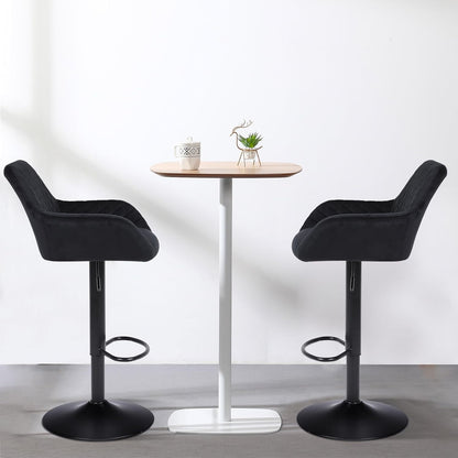 ralex-chair Barkruk, set van 2, in hoogte verstelbare draaibare barkruk van fluweel, ontbijt-eetkruk met rugleuning en armleuning voor bar, toonbank en keuken, zwart