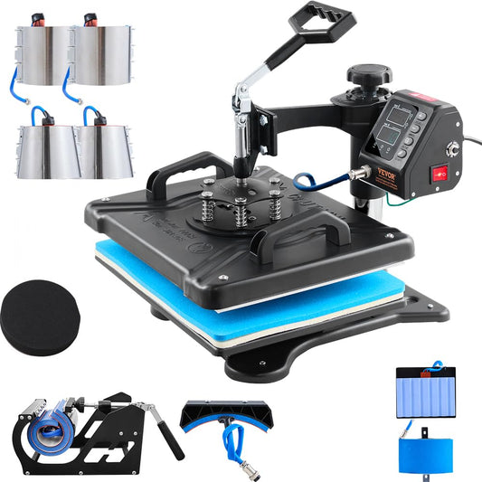 10-in-1 warmtepers Zwart – Transferpers – Sublimatiepers – T-shirtpers – Persmachine – 30 x 38 cm – 360° draaibaar