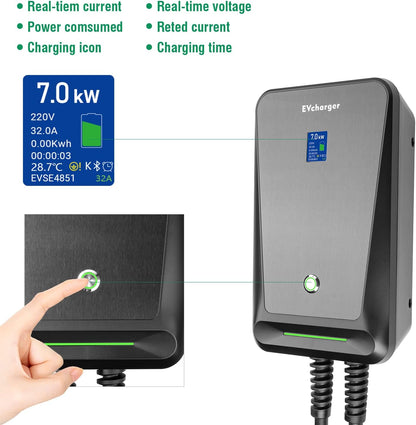 Type 2 Oplader – EV Lader – Elektrische Auto Oplader – Laadstation – Plug-in Hybride Oplader – 7 kW Vermogen – 6 Meter Kabel