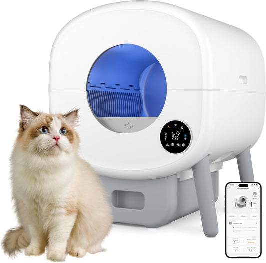 Zelfreinigende Kattenbak – Automatische Kattenbak – Slimme Kattenbak – Elektrische Kattenbak – XXL Kattenbak – Grote 76L Capaciteit – Bedienbaar Via App – Inclusief Mat En 3 Rollen Opvangzakjes