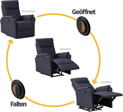 Elektrische Relaxfauteuil – Relaxstoel – TV Stoel – Verstelbare Fauteuil – Ergonomische Ligstoel – Draadloze Verstelling – Ademend Stof – Ruimtebesparend Design