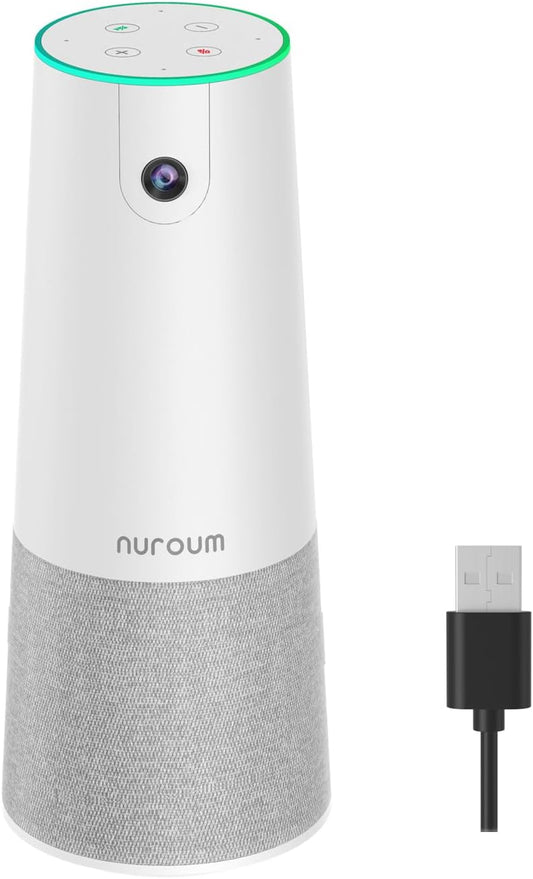 Nuroum C20 All-in-One webcam met microfoon en luidspreker, 1080p Full HD met 100° groothoek, videocamera met AI-ruisonderdrukking, webcam PC USB plug & play voor Windows/Mac