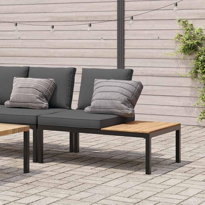 Tuinbank van aluminium met zwarte kussens en zijtafel voor buiten, robuuste en duurzame structuur, kussen afneembaar en wasbaar, comfortabele zitting, ideaal - QUORE