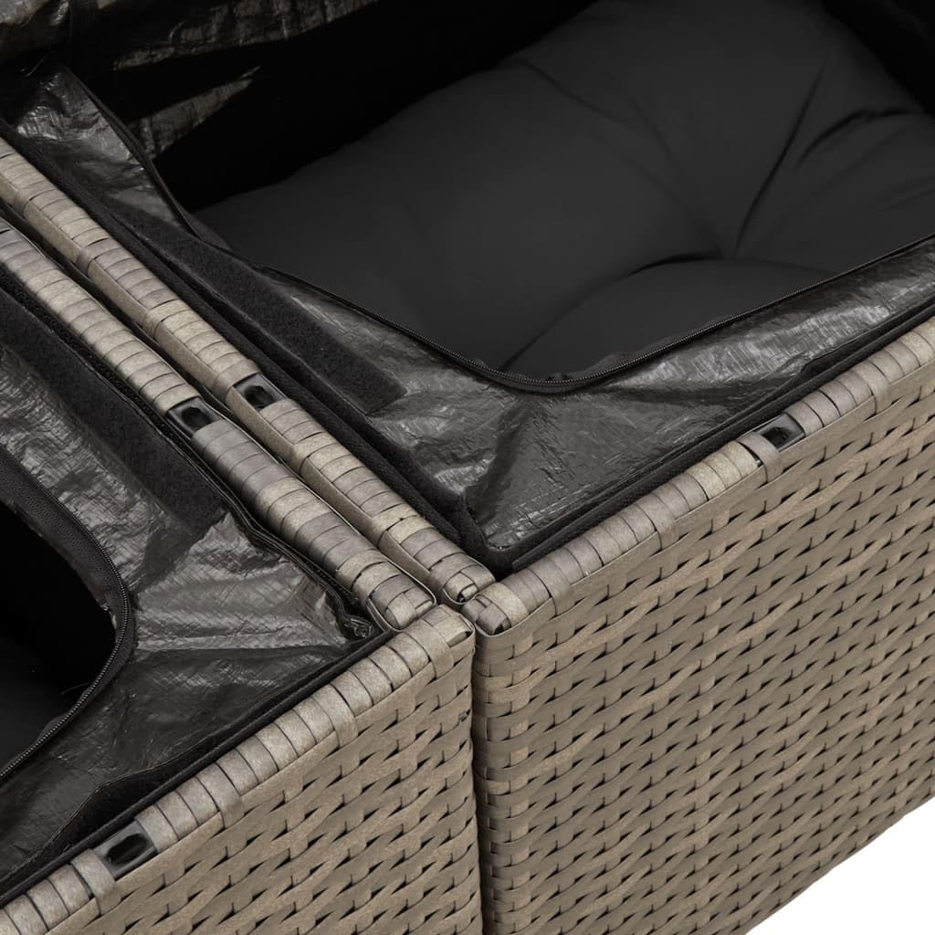 vidaXL 2-zitsbank met kussens poly rattan grijs, lounge bank, tuinbank, tuinmeubilair