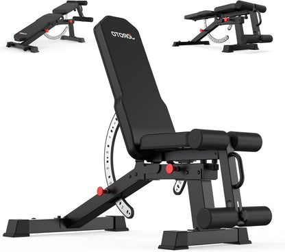 Verstelbare Halterbank – Trainingsbank – Fitnessbank – Krachtbank – Workoutbank – Maximale Belastbaarheid 800 kg – 9-Stand Rugleuning & 3-Stand Zitvlak - QUORE