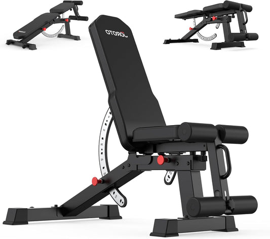 Verstelbare Halterbank – Trainingsbank – Fitnessbank – Krachtbank – Workoutbank – Maximale Belastbaarheid 800 kg – 9-Stand Rugleuning & 3-Stand Zitvlak - QUORE