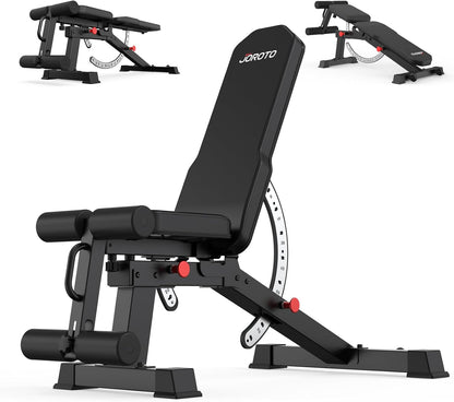JOROTO MD65 Verstelbare Halterbank, Multifunctionele Halterbanken voor Thuis, Trainingsbank met Maximale Belasting 800KG, 9-voudig Verstelbare Rugleuning en 3-voudig Verstelbare Zitting Fitnessbank