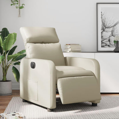 Elektrisch Verstelbare Fauteuil – Relaxstoel – Leren Stoel – Elektrische Relaxfauteuil – Kunstleer Fauteuil – 135 Graden Verstelling – Crèmekleurig Kunstleer