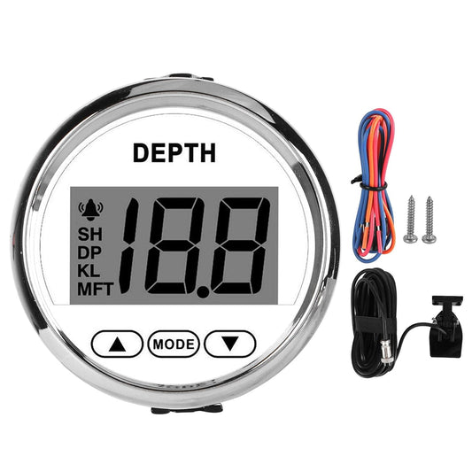 9‑32V Bootdieptemeter, Waterdichte Dash-dieptezoeker-transducer met Witte Achtergrondverlichting voor Jachtboten Boot/jacht onderdelen en accessoires