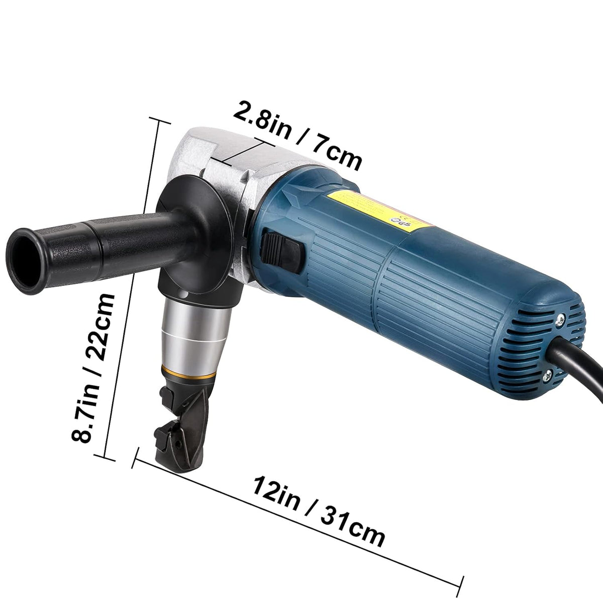 VEVOR Electric Nibbler 625 W Grinding Scissors Plate Thickness 4 mm Professional Tool for Metal and Adjustable Cutting Head, 360 Degree Rotating for Steel, Plastic, Copper, Glass,