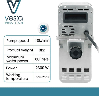Vesta Precision Professionele Thermocirculator voor Koken op lage Temperatuur SV330 | Inclusief Wi-Fi-bedieningsapp en timer | 2300W roestvrijstalen vacuümkookmachine