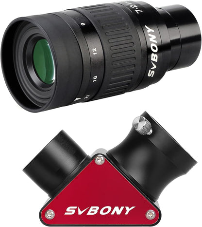 zoom telescoop oculair accessoires 1.25'' 7-21mm brandpuntsafstand 50° 47° veldweergave 18mm 16.3mm oogreliëf zenit diëlektrische spiegel 99% reflectiviteit astronomie planetaire maan mars deep sky