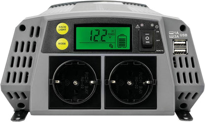 Pro-User PSI600 19127 600W pure sine wave 12V to 230V voltage converter with remote control and USB output