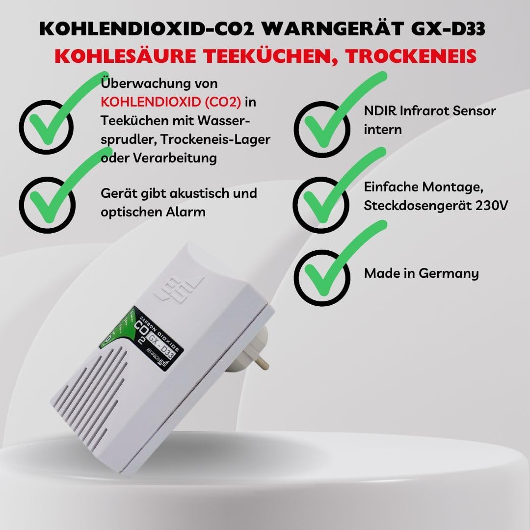 Schabus 300257 Gasmelder op netvoeding detecteert kooldioxide, (B x H x D) 60 x 118 x 44 mm
