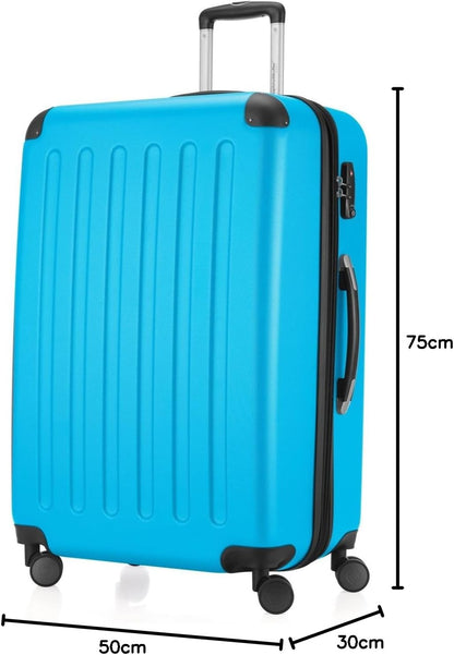 HAUPTSTADTKOFFER - Spree - harde koffer met 4 dubbele wielen, trolleykoffer, uitbreidbare reiskoffer, 75 cm, 119 liter, Cyaan blauw