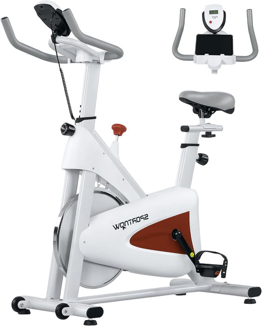 Hometrainer – Fitnessfiets – Trainfiets – Indoor Bike – Exercise Bike – Stille werking – Verstelbaar zadel en weerstand – LCD-display – Tablethouder – Wit - QUORE