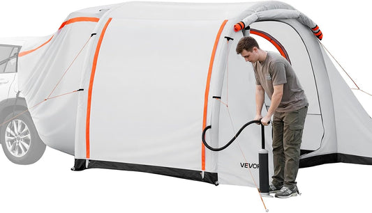 VEVOR Opblaasbare achterkleptent, autotent (2042+1020) x 2438 x 2020 mm, waterdicht (PU2000 mm), campingtent met geventileerde deuren en muggennetten, UV-achtertent voor kamperen, wandelen, incl