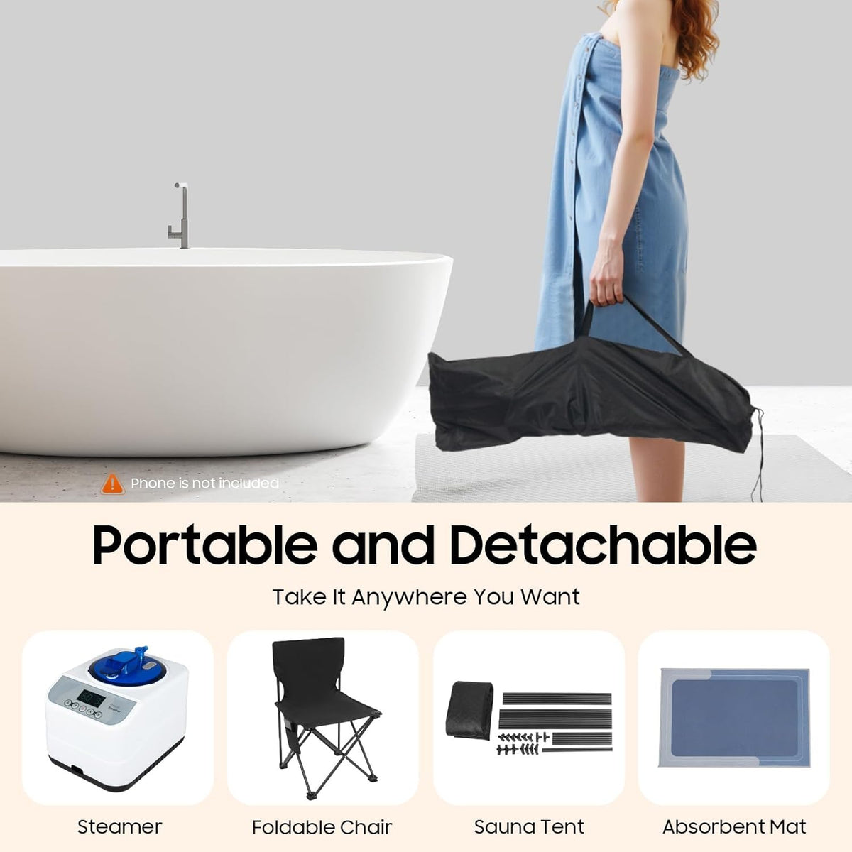 Stoomsauna – Draagbare Sauna – Sauna Tent – Stoomcabine – Mini Sauna – 1350W Stoomgenerator – Inklapbare Stoel en Afstandsbediening - QUORE