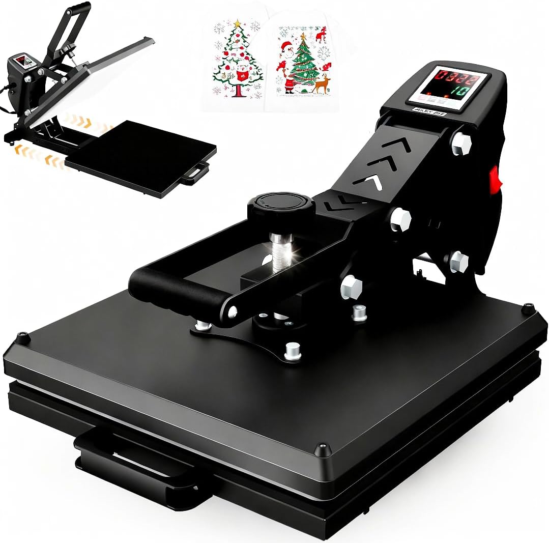 Warmtepers, 38 x 38 cm, transferpers, platte verwarmingspers voor T-shirts, transferpers, industriële digitale sublimatiemachine voor sublimatie op T-shirts voor doe-het-zelf (zwart)