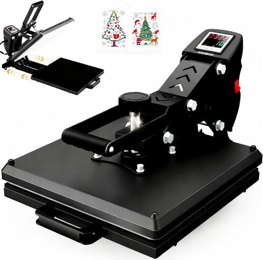 Warmtepers, 38 x 38 cm, transferpers, platte verwarmingspers voor T-shirts, transferpers, industriële digitale sublimatiemachine voor sublimatie op T-shirts voor doe-het-zelf (zwart)
