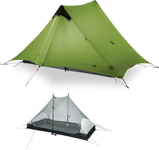 3FULGEAR Lanshan 2 Tent 2 Persoon Ultralight Camping Tent, 3/4 Seizoen Professionele 15D Silnylon Stangloze Tent voor Kamperen, Klimmen, Wandelen