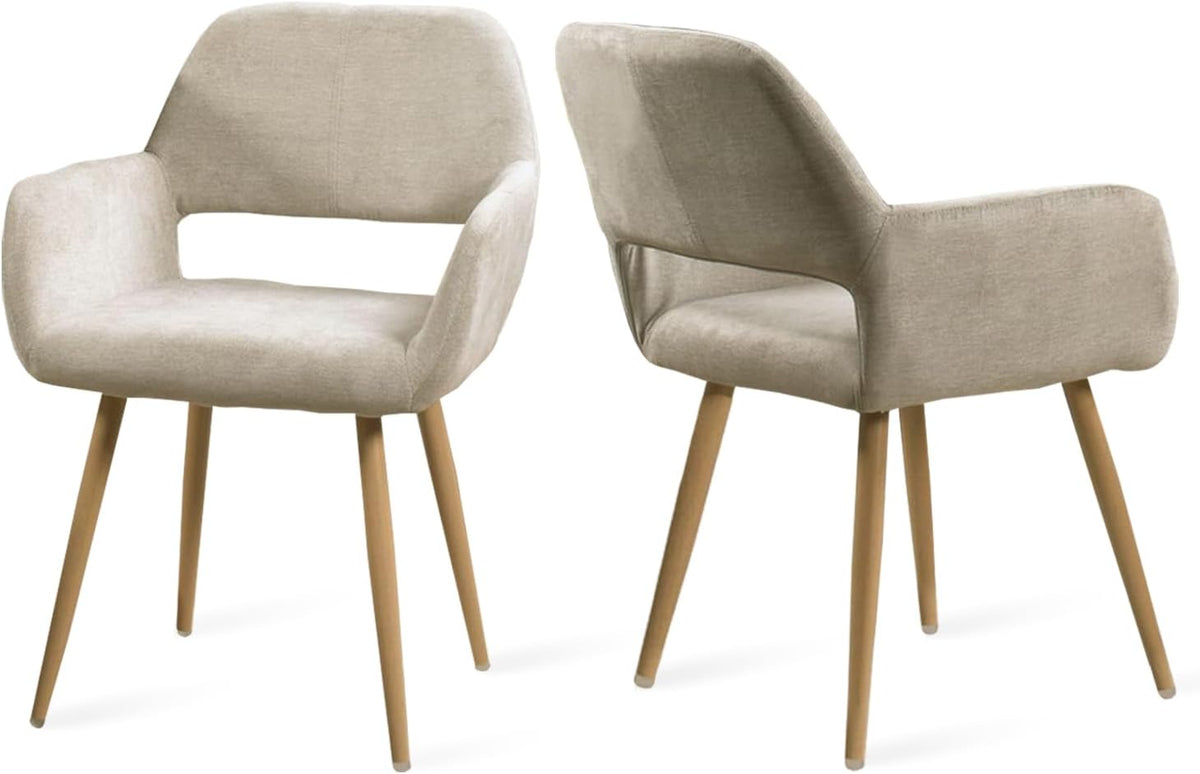MEUBLES COSY,Eetkamerstoel set van 2 modern stoel,56 x 56 x78 cm,Beige
