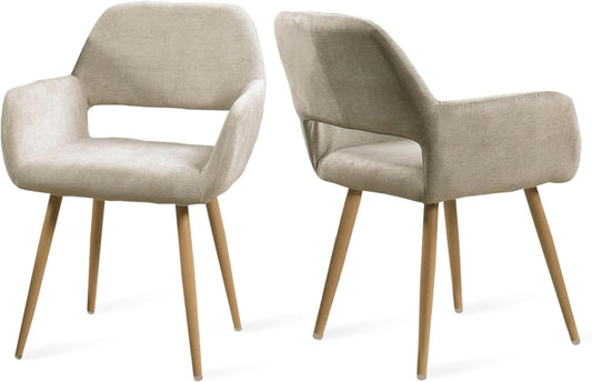 MEUBLES COSY,Eetkamerstoel set van 2 modern stoel,56 x 56 x78 cm,Beige