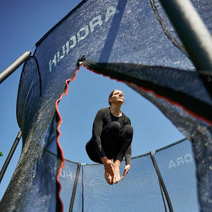 HUDORA Trampoline 4square – 244 x 366/215 x 305 cm grote, rechthoekige outdoor trampoline – rechthoekige sporttrampoline voor maximaal 120 kg – familietrampoline met hoge veerkracht – hoogwaardige