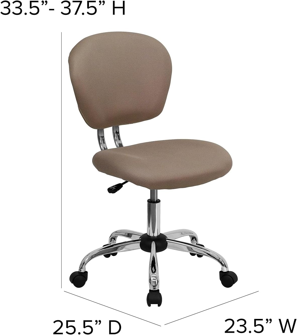 Flash Furniture Beverly Bureaustoel met gemiddelde rugleuning, netstof, gewatteerd, met chromen sokkel, koffiebruin
