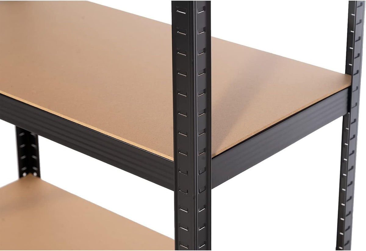 Set van 2 metalen rekken in set Hans Plus, 90 x 40 x 180 cm, met frame van zwart staal, met 5 verstelbare planken, belastbaar tot 875 kg, voor privé en professioneel gebruik