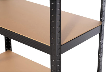 Set van 2 metalen rekken in set Hans Plus, 90 x 40 x 180 cm, met frame van zwart staal, met 5 verstelbare planken, belastbaar tot 875 kg, voor privé en professioneel gebruik
