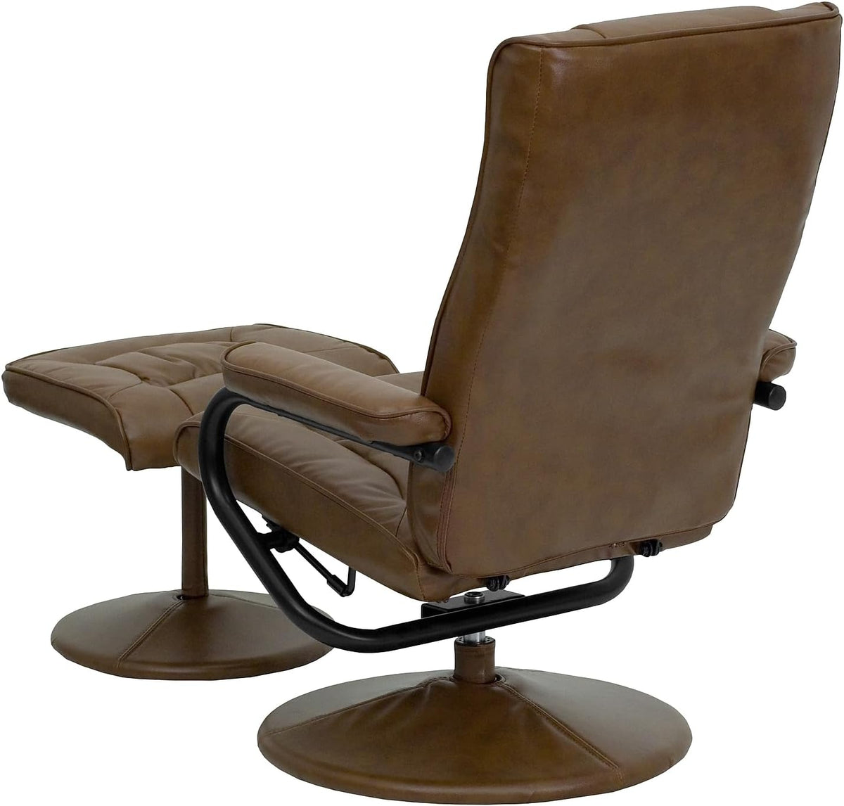 Flash Furniture Hedendaagse fauteuil en Ottomaanse fauteuil met lederen basis, metaal, Palimino, 72,39 x 58,42 x 39,37 cm