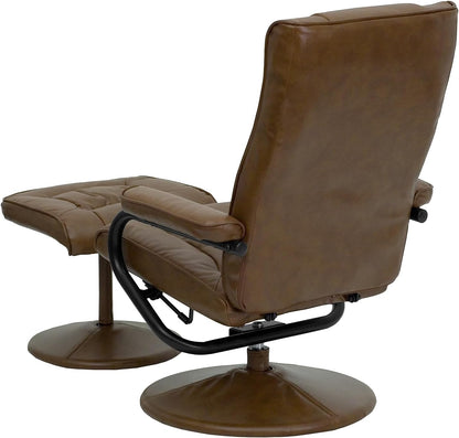Flash Furniture Hedendaagse fauteuil en Ottomaanse fauteuil met lederen basis, metaal, Palimino, 72,39 x 58,42 x 39,37 cm
