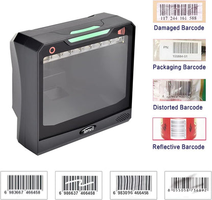 LENVII E688 barcodescanner 1D / 2D / QR, plug & play USB Automatische omnidirectionele barcodescanner, desktop barcodescanner voor Windows/Mac/Linux PC