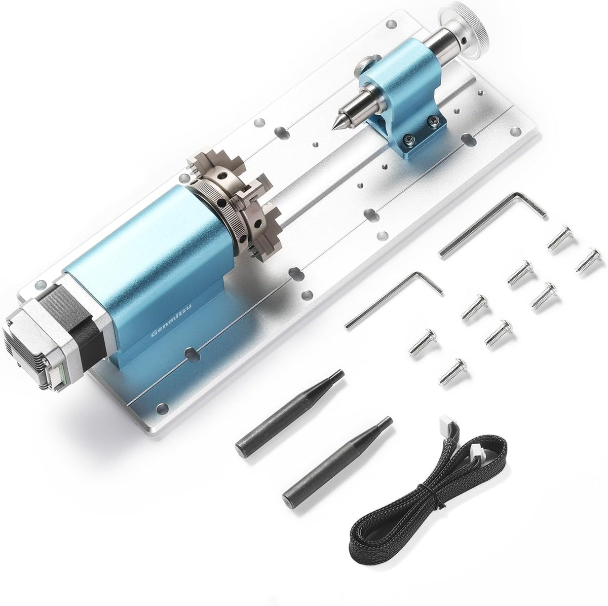 Genmitsu 4e as roterende moduleset voor 4040-PRO & 3030-PROVer MAX CNC freesmachine met planetaire tandwiel stappenmotor, 10:1 snelheidsreductor, Werkbereik: Lengte 10-200mm, Diameter 2-50mm