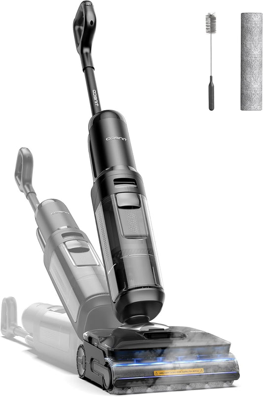 Stoomreiniger – Vloerreiniger – Draadloze Stofzuiger – 2-in-1 Vloerstomer – Met HyperSteam Technologie 160°C – 180° Layflat Ontwerp – Zelfreinigend FlashDry – Anti-Klit Borstels – 80 Min Batterijduur - QUORE