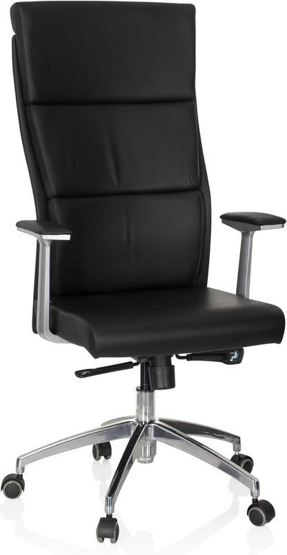 hjh OFFICE 600400 directiestoel MONZA 20 leder zwart bureaustoel bureaustoel bekleed hoge rugleuning
