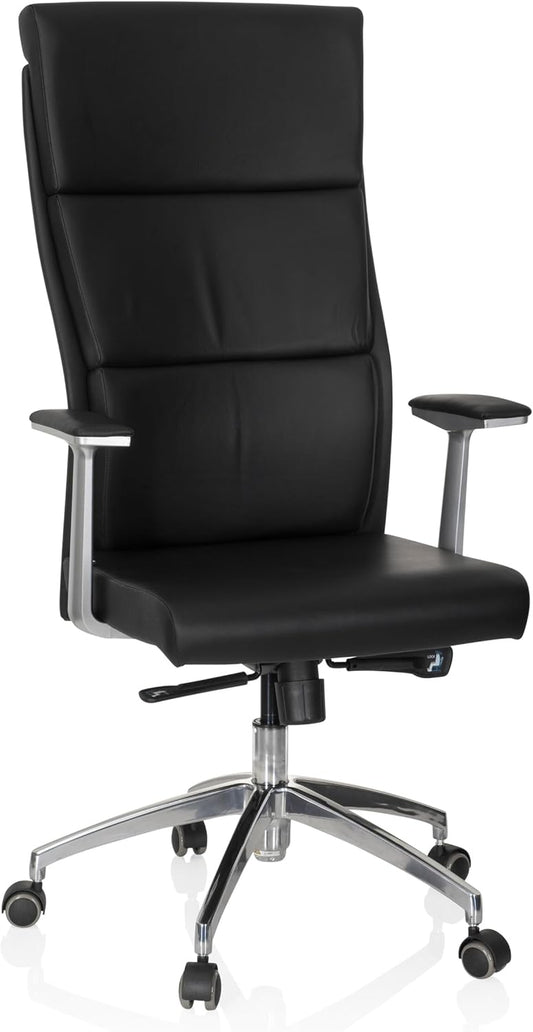 hjh OFFICE 600400 directiestoel MONZA 20 leder zwart bureaustoel bureaustoel bekleed hoge rugleuning