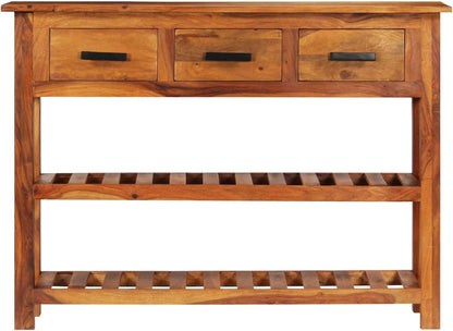 Gecheer Sideboard 3 Drawers, Chest of Drawers, Cupboard, Standing Cabinet, Sideboard for Living Room, 110x30x80 cm Solid Wood Acacia - QUORE