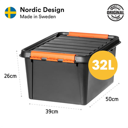 SmartStore Heavy Duty Opbergdozen met Deksels 31 L Set van 6 - Nestbare & Stapelbare Schokbestendige Gereedschapskistenset - BPA-vrije voedselopslagcontainers - Plastic Opbergdoos met Deksel