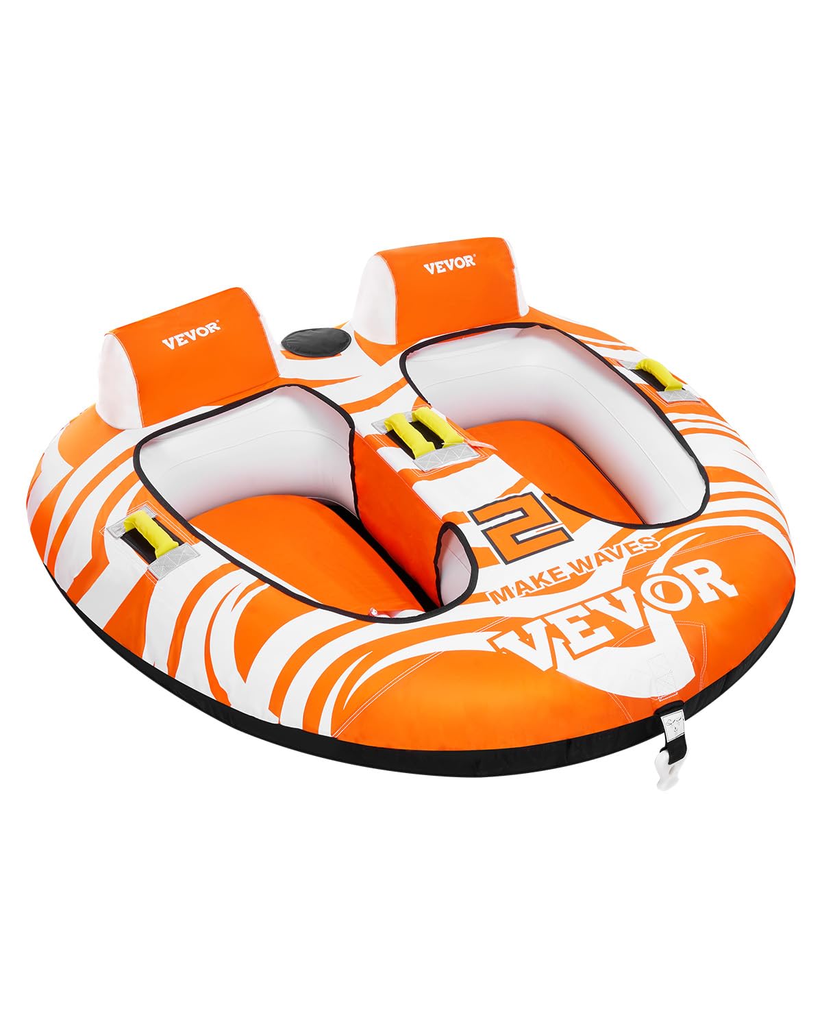 VEVOR Trekbare buizen voor 2 personen, opblaasbare bootbuizen en sleepboten met 2 cockpits, 154 kg watersportbuizen voor boot om te trekken - met 840D volledige nylon hoes, gewatteerde handgrepen en