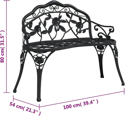 Garden bench 100 cm made of black cast aluminium, furniture, garden furniture and garden chairs, garden benches -317740 - QUORE