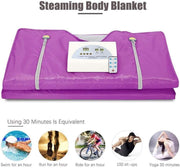 Sauna Deken - 650W - 220V - 60Hz - extern PU - intern PVC - Stress - Pijnverlichting - Fibromyalgie - Reuma - Infraroodtherapie - Ontspanning - Paars - QUORE