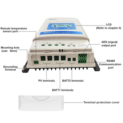EPEVER® MPPT DuoRacer 30A laadregelaar solar charging controller DR3210N voor 2 batterijen, 12V/24V auto work, PV 100V (DR3210N)