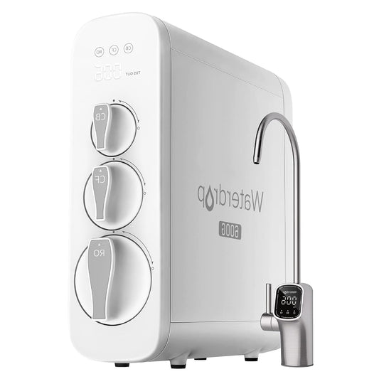 Waterdrop G3P600 Reverse Osmosis System, 8 Stage Tankless Reverse Osmosis Water Filter, NSF/ANSI 42 & 58 & 372 Certified, 2:1 Pure Water to Drain, Smart LED Faucet - QUORE