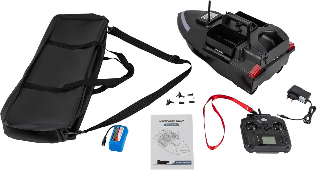 49 x 26.5 x 28.2 cm, Feeder Boat, Baitboat, Fishing Cage, Boat, RC Carp Fishing, Fish Finder, Wireless, Night Fishing, Fishing Bait, Bait Boat with Remote Control, GPS, Bait, Fishing Bait, 500 m - QUORE