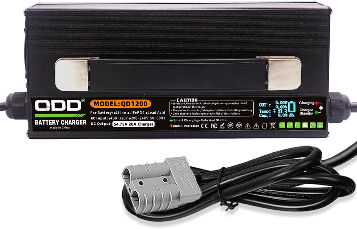LiFePO4 Batterijlader – Acculader – Lader – Snellader – Batterijoplader – 54,75V 20A Uitgang – Aluminium Behuizing Met Ventilator